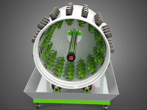 ROTARY HYDROPONIC RADIAL SPIN GARDENING PLANT FARM SYSTEM WHEEL 3D Model