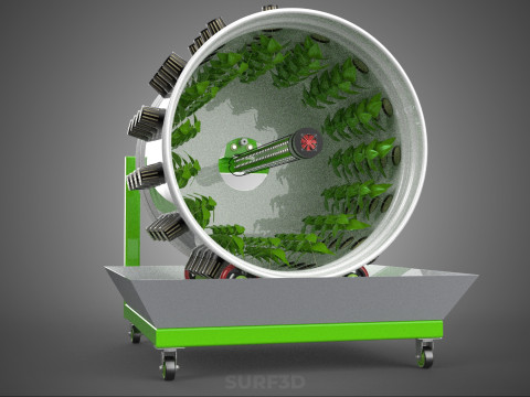ROTARY HYDROPONIC RADIAL SPIN GARDENING PLANT FARM SYSTEM WHEEL 3D Model