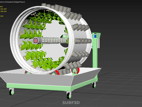 ROTARY HYDROPONIC RADIAL SPIN GARDENING PLANT FARM SYSTEM WHEEL 3D Model