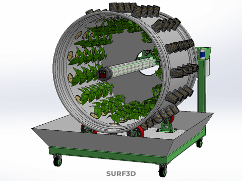 ROTARY HYDROPONIC RADIAL SPIN GARDENING PLANT FARM SYSTEM WHEEL 3D Model