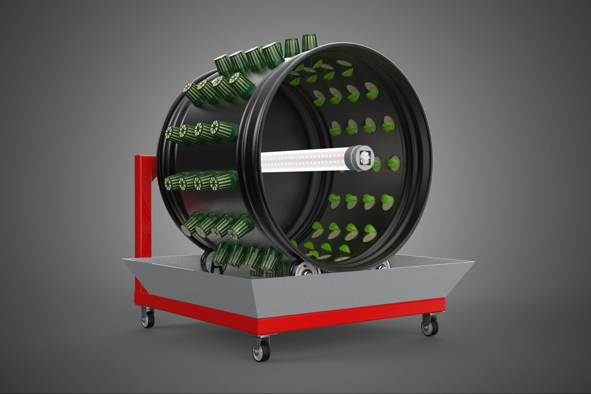 GARDEN ROTARY HYDROPONIC SPIN PLANT GROW FARM CYLINDER SYSTEM UP 3D Model .c4d .max .obj .3ds .fbx .stl .blend
