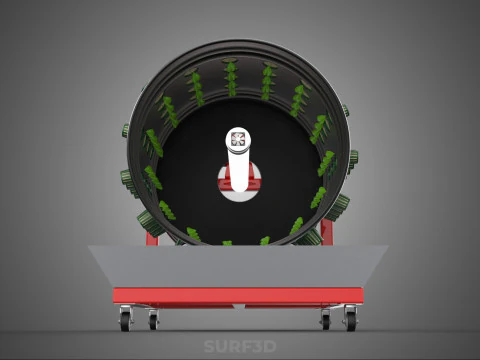 GARDEN ROTARY HYDROPONIC SPIN PLANT GROW FARM CYLINDER SYSTEM UP 3D Model