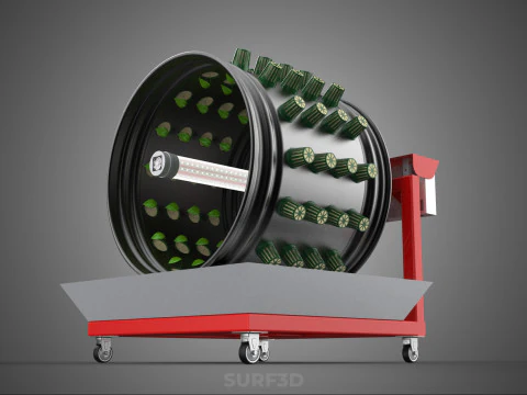 GARDEN ROTARY HYDROPONIC SPIN PLANT GROW FARM CYLINDER SYSTEM UP 3D Model