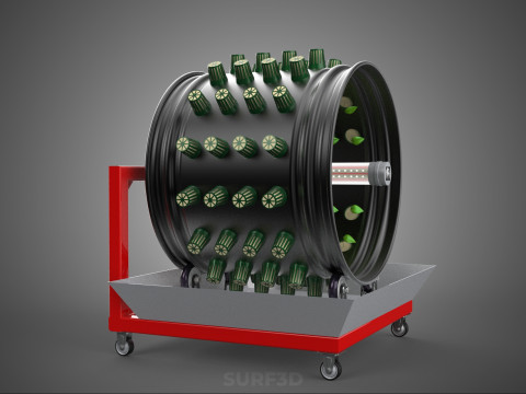 GARDEN ROTARY HYDROPONIC SPIN PLANT GROW FARM CYLINDER SYSTEM UP Modèle 3D
