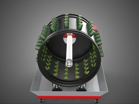 GARDEN ROTARY HYDROPONIC SPIN PLANT GROW FARM CYLINDER SYSTEM UP Modèle 3D