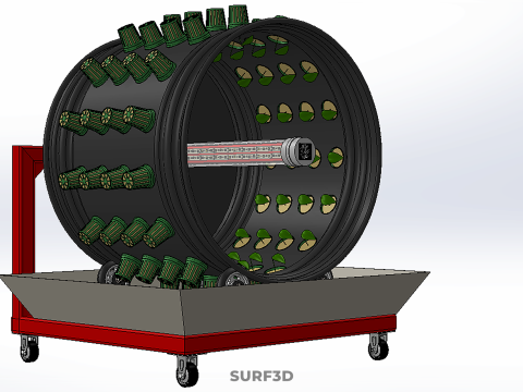 GARDEN ROTARY HYDROPONIC SPIN PLANT GROW FARM CYLINDER SYSTEM UP Modèle 3D