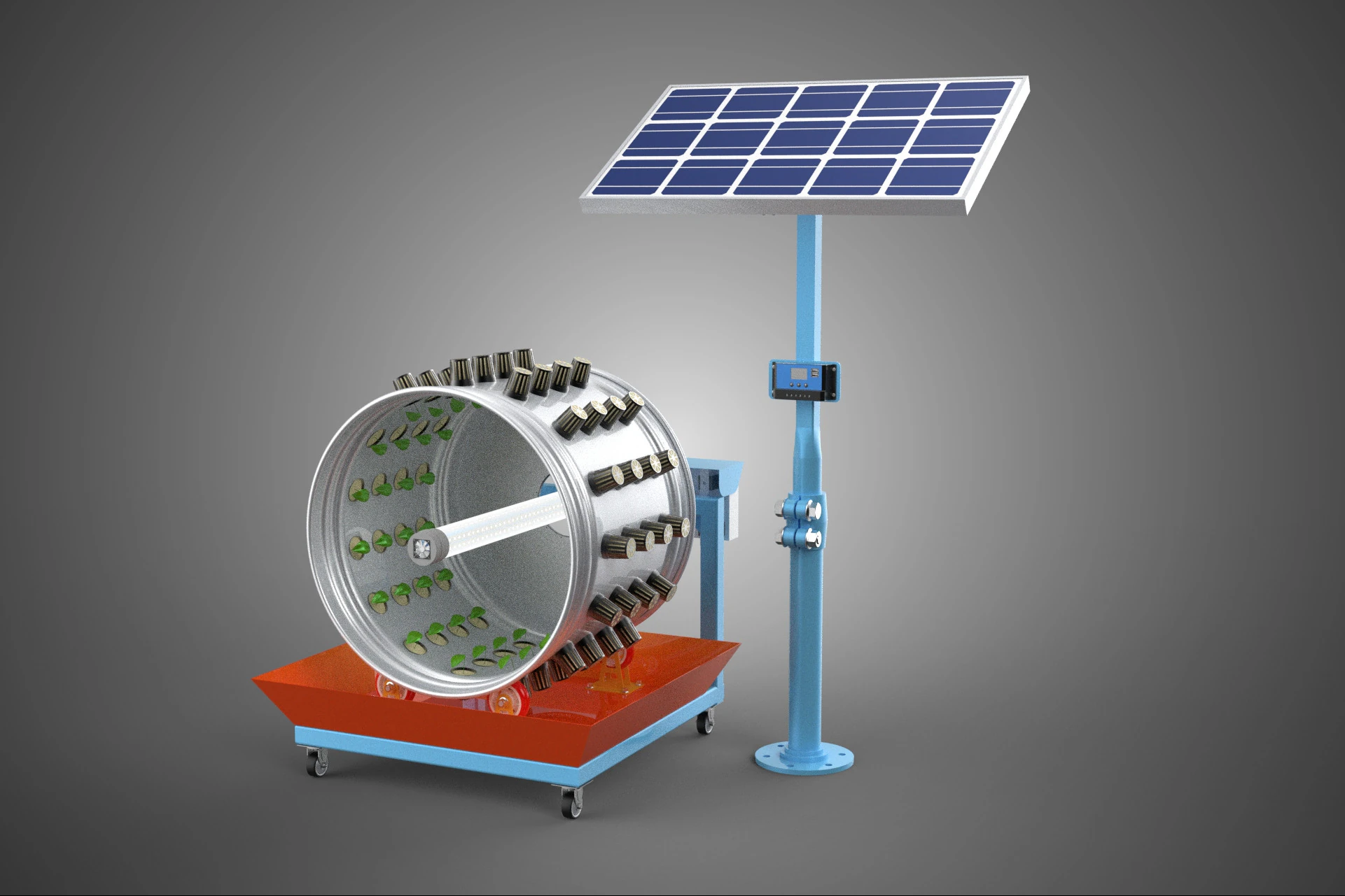 SOLAR PANEL IOT WHEEL ROTARY HYDROPONIC GARDEN PLANT FARM SYSTEM 3D Model .c4d .max .obj .3ds .fbx .stl .blend