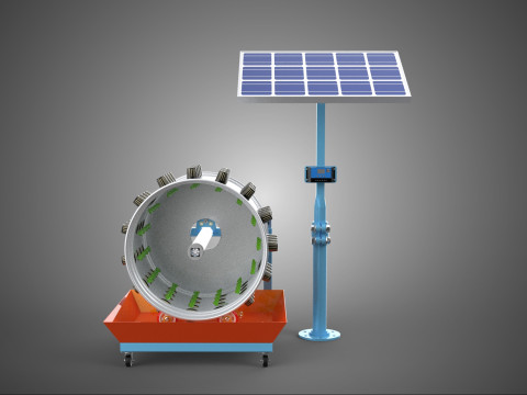 SOLAR PANEL IOT WHEEL ROTARY HYDROPONIC GARDEN PLANT FARM SYSTEM Modello 3D