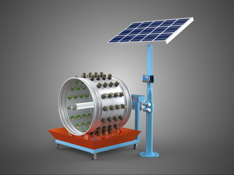 SOLAR PANEL IOT WHEEL ROTARY HYDROPONIC GARDEN PLANT FARM SYSTEM Modello 3D