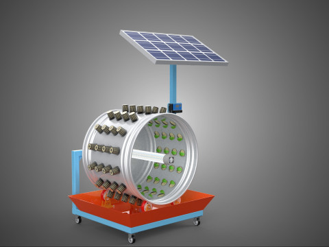 SOLAR PANEL IOT WHEEL ROTARY HYDROPONIC GARDEN PLANT FARM SYSTEM Modello 3D
