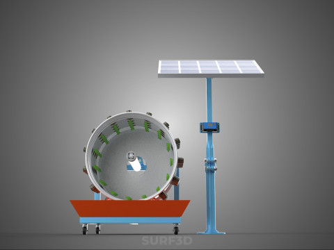 SOLAR PANEL IOT WHEEL ROTARY HYDROPONIC GARDEN PLANT FARM SYSTEM Modello 3D