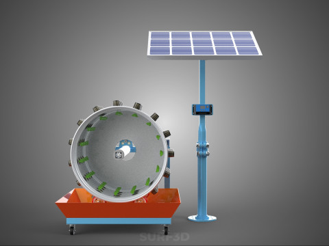 SOLAR PANEL IOT WHEEL ROTARY HYDROPONIC GARDEN PLANT FARM SYSTEM Modello 3D