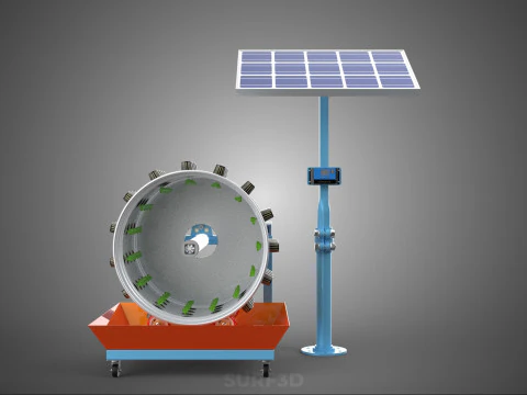 SOLAR PANEL IOT WHEEL ROTARY HYDROPONIC GARDEN PLANT FARM SYSTEM 3D Model