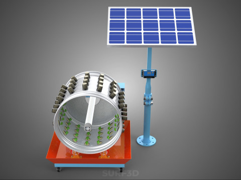 SOLAR PANEL IOT WHEEL ROTARY HYDROPONIC GARDEN PLANT FARM SYSTEM Modello 3D