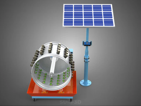 SOLAR PANEL IOT WHEEL ROTARY HYDROPONIC GARDEN PLANT FARM SYSTEM 3D Model