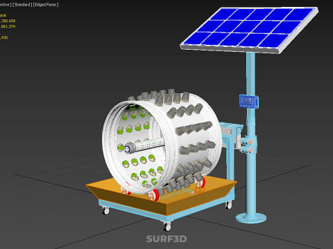 SOLAR PANEL IOT WHEEL ROTARY HYDROPONIC GARDEN PLANT FARM SYSTEM Modello 3D
