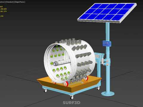 SOLAR PANEL IOT WHEEL ROTARY HYDROPONIC GARDEN PLANT FARM SYSTEM 3D Model