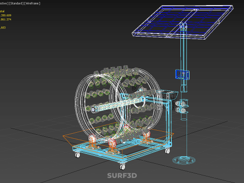 SOLAR PANEL IOT WHEEL ROTARY HYDROPONIC GARDEN PLANT FARM SYSTEM Modello 3D