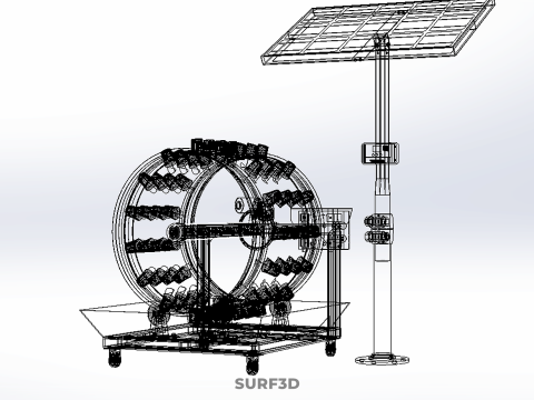 SOLAR PANEL IOT WHEEL ROTARY HYDROPONIC GARDEN PLANT FARM SYSTEM Modello 3D