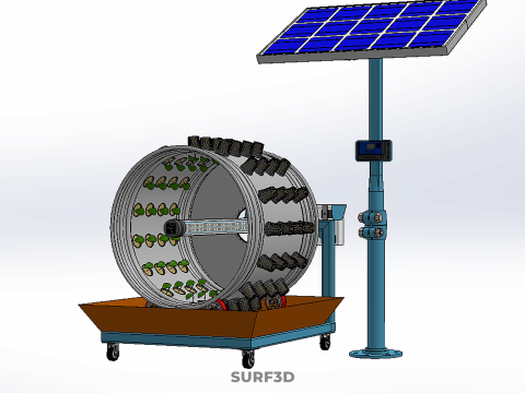 SOLAR PANEL IOT WHEEL ROTARY HYDROPONIC GARDEN PLANT FARM SYSTEM Modello 3D