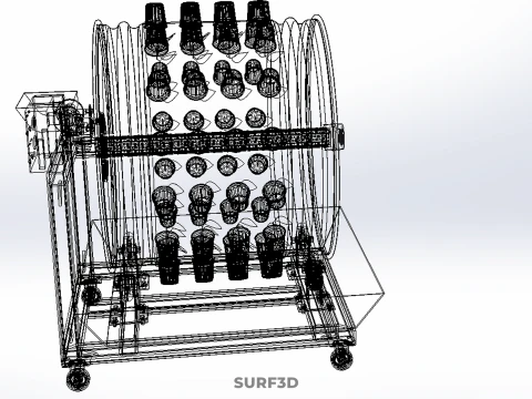 STEEL DRUM ROTARY HYDROPONIC SPIN GARDEN PLANT FARM SYSTEM WHEEL 3D Model