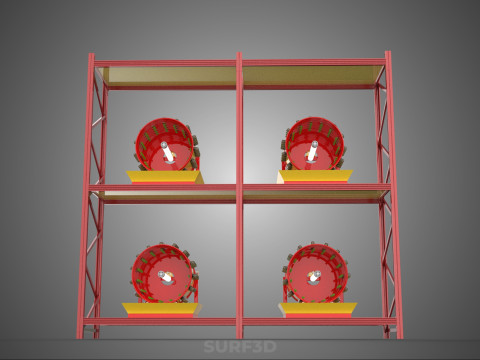 TRAY ROW ARRAY SHELF RACK ROTARY HYDROPONIC PLANT GARDEN INDOOR Modello 3D