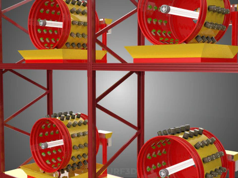 TRAY ROW ARRAY SHELF RACK ROTARY HYDROPONIC PLANT GARDEN INDOOR 3D Model