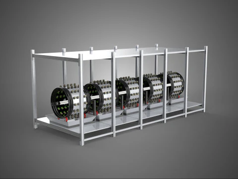 СТОЙКА РАМА МАССИВ РЯД ПОЛКА ПОДДОН ПОВОРОТНЫЙ ГИДРОПОННЫЙ СВЕТОДИОДНЫЙ ЗАВОД ФЕРМА 3D Модель