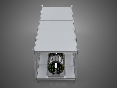 RACK FRAME ARRAY ROW SHELF TRAY ROTARY HYDROPONIC LED PLANT FARM Modelo 3D