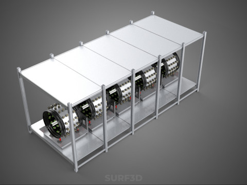 RACK FRAME ARRAY ROW SHELF TRAY ROTARY HYDROPONIC LED PLANT FARM Modelo 3D
