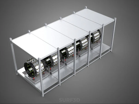RACK FRAME ARRAY ROW SHELF TRAY ROTARY HYDROPONIC LED PLANT FARM 3D Model