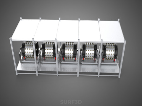 RACK FRAME ARRAY ROW SHELF TRAY ROTARY HYDROPONIC LED PLANT FARM Modelo 3D