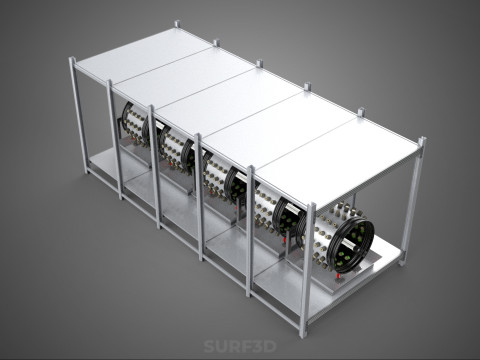 RACK FRAME ARRAY ROW SHELF TRAY ROTARY HYDROPONIC LED PLANT FARM Modelo 3D