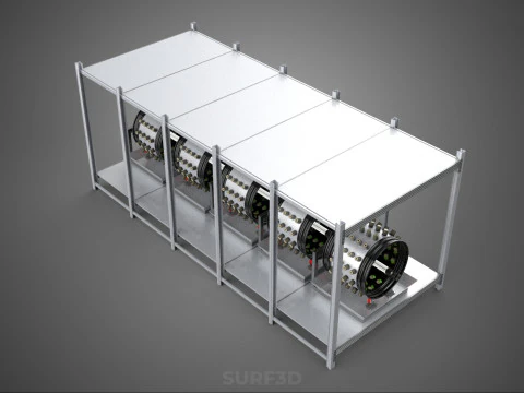 RACK FRAME ARRAY ROW SHELF TRAY ROTARY HYDROPONIC LED PLANT FARM 3D Model