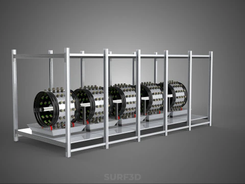 RACK FRAME ARRAY ROW SHELF TRAY ROTARY HYDROPONIC LED PLANT FARM 3D Model