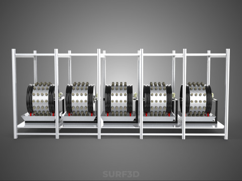 RACK FRAME ARRAY ROW SHELF TRAY ROTARY HYDROPONIC LED PLANT FARM Modelo 3D