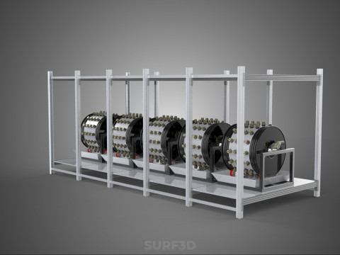 RACK FRAME ARRAY ROW SHELF TRAY ROTARY HYDROPONIC LED PLANT FARM Modelo 3D