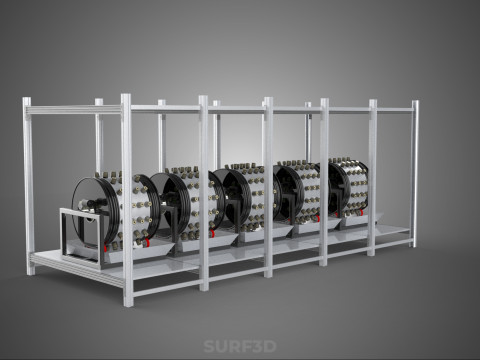 RACK FRAME ARRAY ROW SHELF TRAY ROTARY HYDROPONIC LED PLANT FARM Modelo 3D