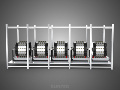RACK FRAME ARRAY ROW SHELF TRAY ROTARY HYDROPONIC LED PLANT FARM Modelo 3D