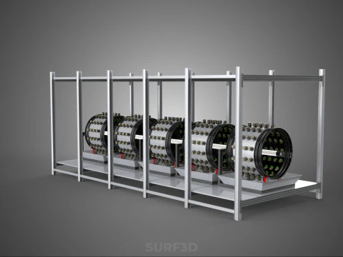RACK FRAME ARRAY ROW SHELF TRAY ROTARY HYDROPONIC LED PLANT FARM 3D Model