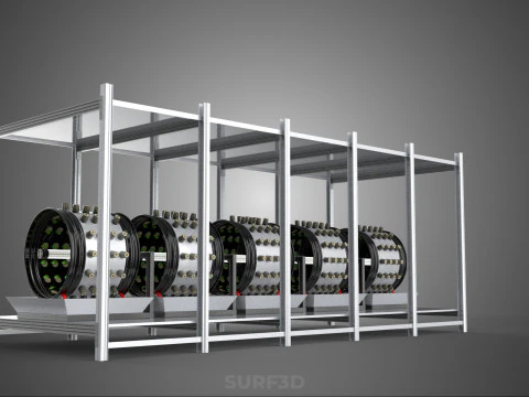 RACK FRAME ARRAY ROW SHELF TRAY ROTARY HYDROPONIC LED PLANT FARM 3D Model