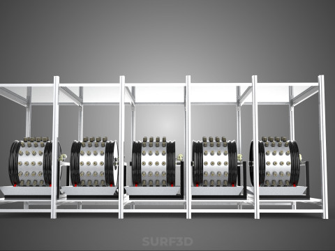 RACK FRAME ARRAY ROW SHELF TRAY ROTARY HYDROPONIC LED PLANT FARM Modelo 3D