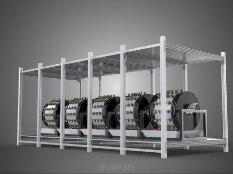 RACK FRAME ARRAY ROW SHELF TRAY ROTARY HYDROPONIC LED PLANT FARM Modelo 3D