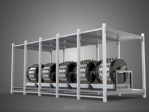 RACK FRAME ARRAY ROW SHELF TRAY ROTARY HYDROPONIC LED PLANT FARM 3D Model