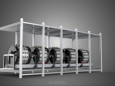 RACK FRAME ARRAY ROW SHELF TRAY ROTARY HYDROPONIC LED PLANT FARM Modelo 3D