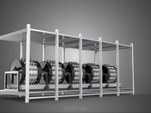 RACK FRAME ARRAY ROW SHELF TRAY ROTARY HYDROPONIC LED PLANT FARM 3D Model