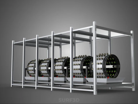 RACK FRAME ARRAY ROW SHELF TRAY ROTARY HYDROPONIC LED PLANT FARM 3D Model
