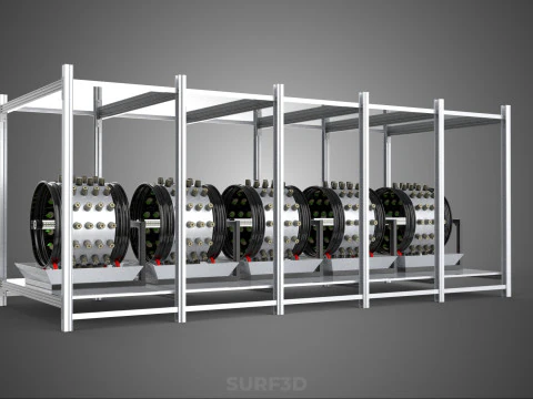 RACK FRAME ARRAY ROW SHELF TRAY ROTARY HYDROPONIC LED PLANT FARM 3D Model