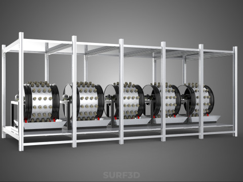 RACK FRAME ARRAY ROW SHELF TRAY ROTARY HYDROPONIC LED PLANT FARM Modelo 3D