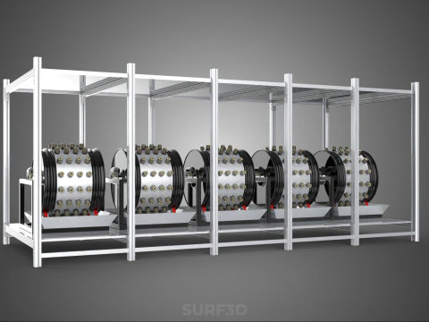 RACK FRAME ARRAY ROW SHELF TRAY ROTARY HYDROPONIC LED PLANT FARM 3D Model